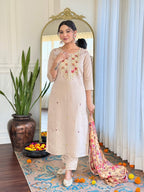 The52 Embroidered Rayon Fabric Straight Kurta, Pant and Dupatta Set | Grocsy