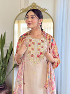 The52 Embroidered Rayon Fabric Straight Kurta, Pant and Dupatta Set | Grocsy
