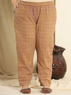 Yufta Mustard Pure Cotton Kurta Dupatta Pant Set With Handwork | Grocsy