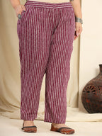 Yufta Purple Pure Cotton Kurta Dupatta Pant Set With Handwork | Grocsy