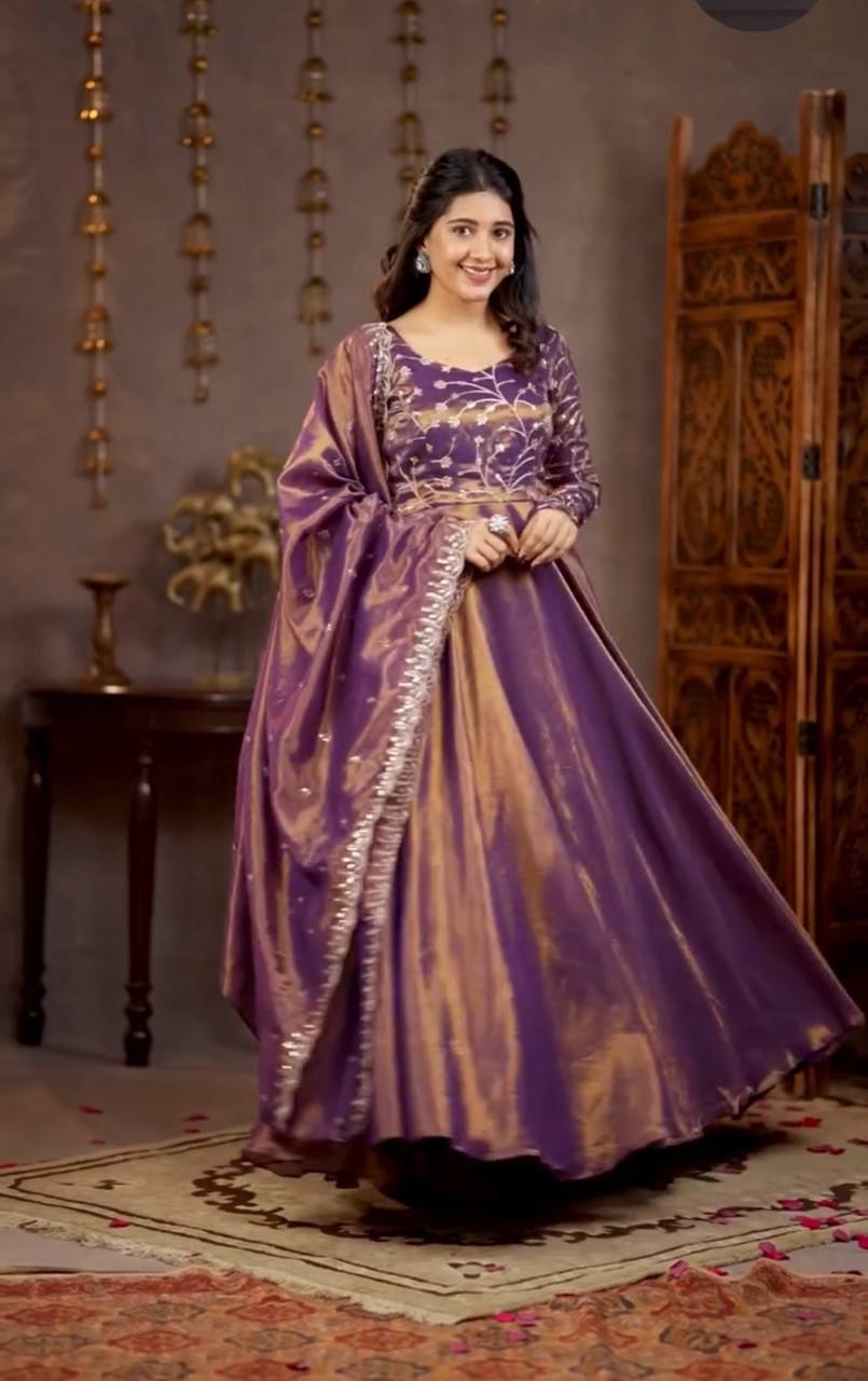 Yash Enterprise Light Purple Cosmos Silk Embroidery Party Wear Suit Set | Grocsy