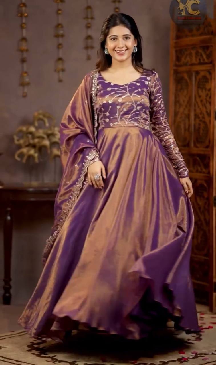 Yash Enterprise Light Purple Cosmos Silk Embroidery Party Wear Suit Set | Grocsy
