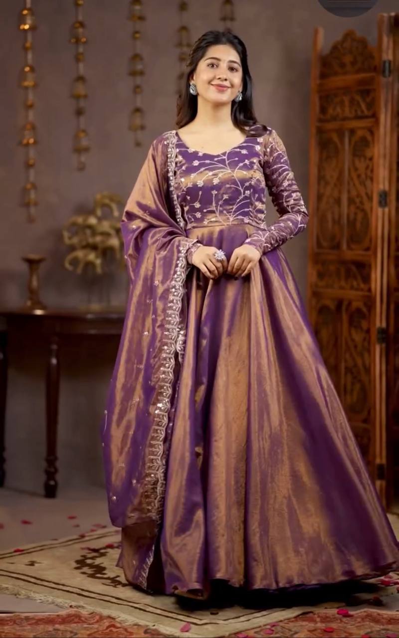 Yash Enterprise Light Purple Cosmos Silk Embroidery Party Wear Suit Set | Grocsy
