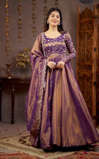 Yash Enterprise Light Purple Cosmos Silk Embroidery Party Wear Suit Set | Grocsy