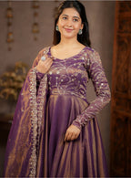 Yash Enterprise Light Purple Cosmos Silk Embroidery Party Wear Suit Set | Grocsy