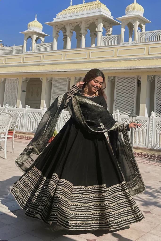 Yash Enterprise Black Rayon Party Wear Embroidery Suit Set | Grocsy
