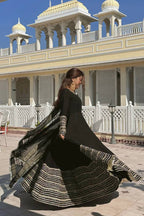 Yash Enterprise Black Rayon Party Wear Embroidery Suit Set | Grocsy