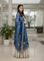 Yash Enterprise Off White Faux Georgette Embroidered Party Wear Suit Set | Grocsy