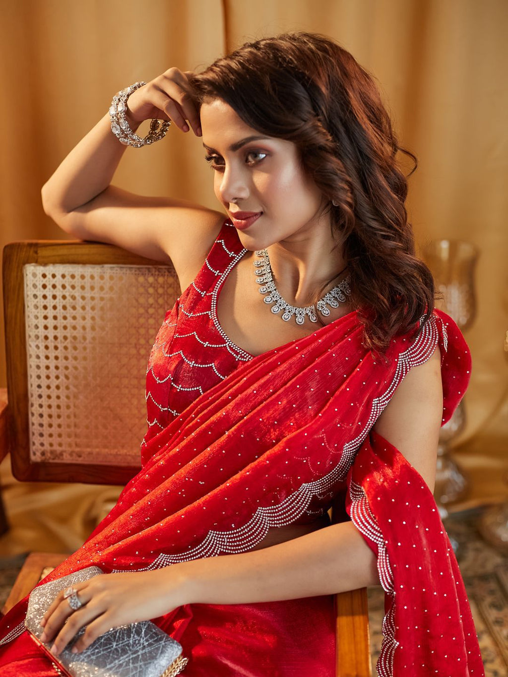 kasee Embellished Beads and Stones Pure Silk Saree | Grocsy