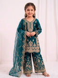Evanik Blue Designer Wedding Embroidered Work Kids Palazzo Set | Grocsy