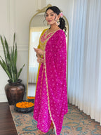 The52 Women's Embroidered Viscose Fabric Straight Kurta, Pant and Dupatta Set | Grocsy
