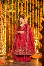 Yash Enterprise Red Silk Party Wear Embroidery Anarkali Suit Set | Grocsy