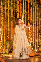 Yash Enterprise Off White Silk Party Wear Embroidery Anarkali Suit Set | Grocsy