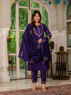 Pramukh Fab Purple Color Marina Silk Kurta Set | Grocsy