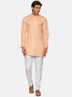Sethukrishna Men Orange Pure Cotton Kurta with Pyjamas | Grocsy