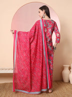 Yufta Pink Pure Cotton Thread_Work Straight Kurta Dupatta Pant Set | Grocsy