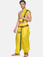 Sethukrishna Men Yellow Readymade Dhoti Pant & Angavastram | Grocsy