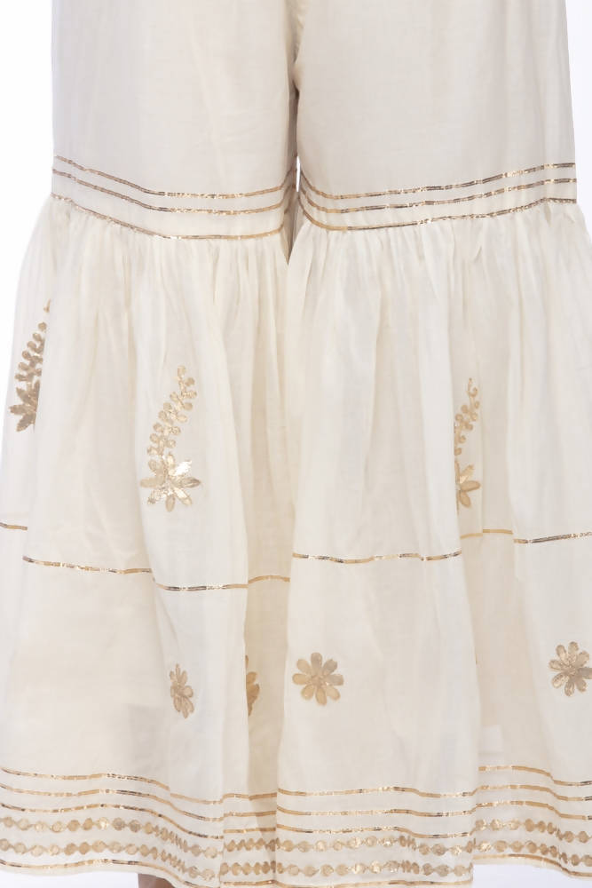 Mominos Fashion Cotton Off White Beautiful Gotta Work Sharara | Grocsy
