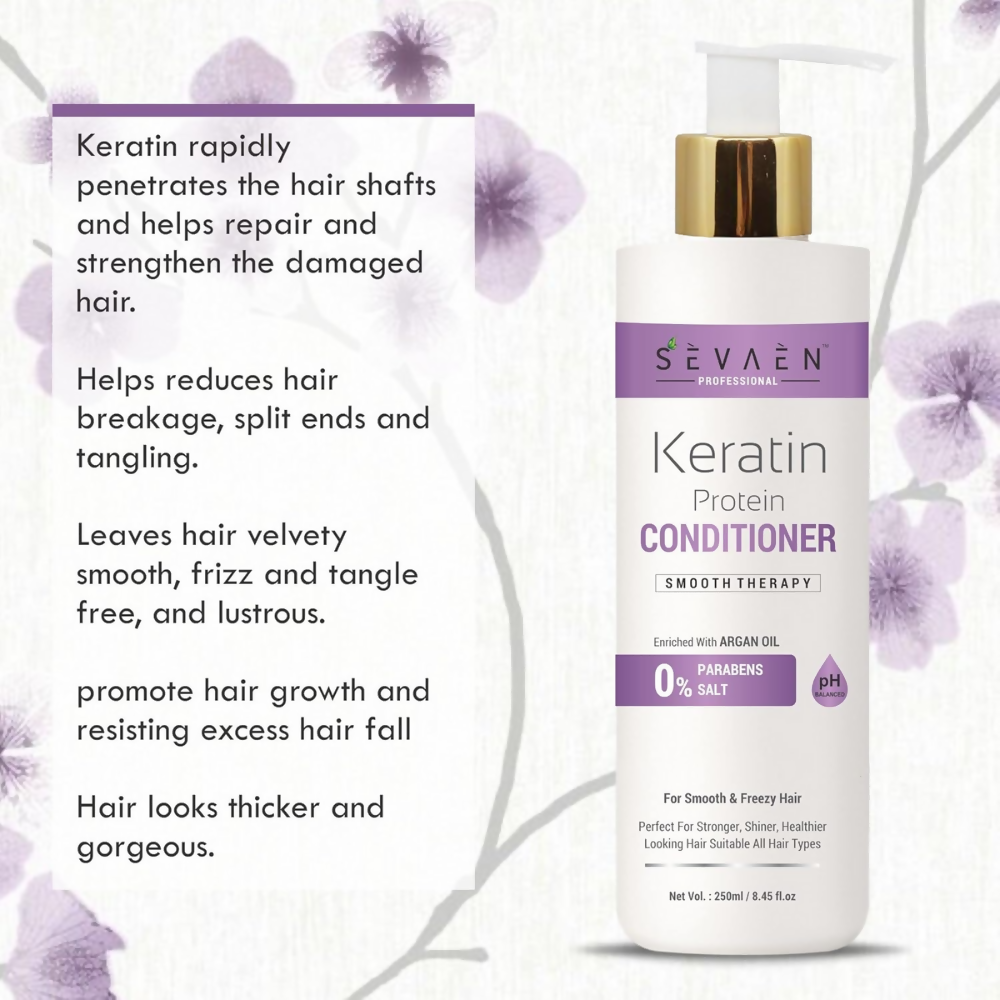 Sevaen Keratin Smooth Shampoo & Keratin Smooth Conditioner & Hair Serum | Grocsy