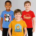 Chilins Round Neck Printed Super Combed Cotton T-shirt (Pack of 3) | Grocsy