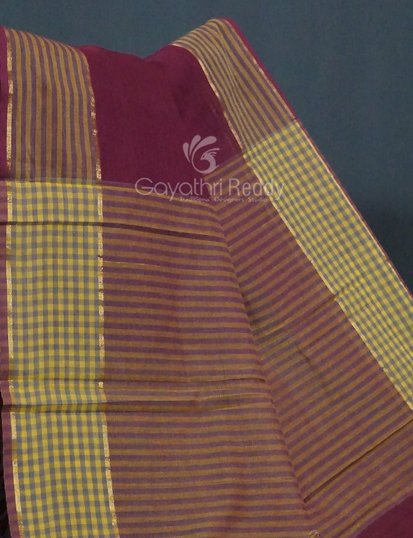 Dual Shades of Burgundy Pure Mangalgiri Cotton By Gayathri Reddy Designer Studio | Grocsy