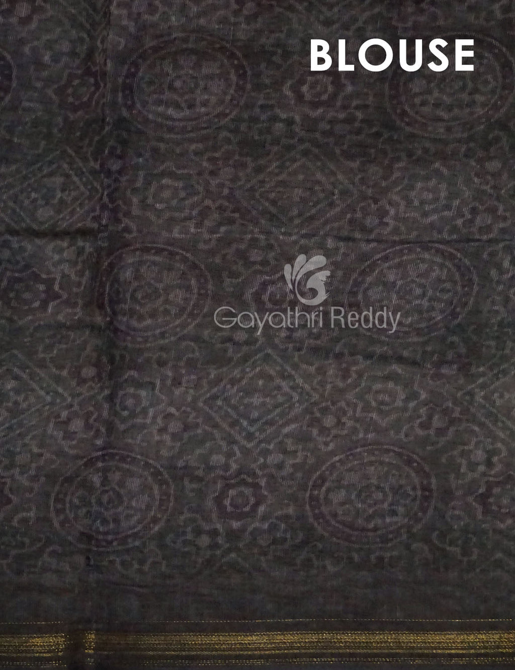 Slate Black And Grey Colour Print Design Semi Chanderi Saree By Gayathri Reddy Designer Studio | Grocsy