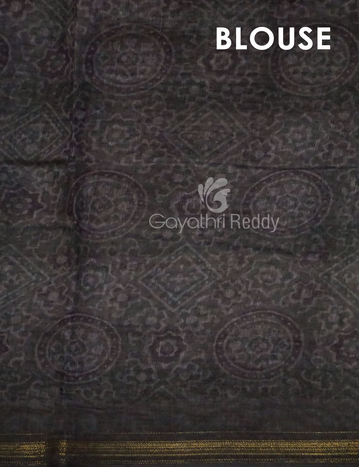 Slate Black And Grey Colour Print Design Semi Chanderi Saree By Gayathri Reddy Designer Studio | Grocsy