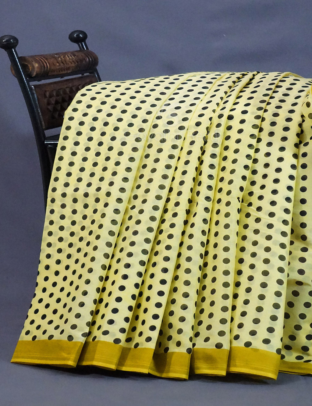 Lime Yellow Colour Polka Dots Pure Mulmul Cotton Saree By Gayathri Reddy Designer Studio | Grocsy