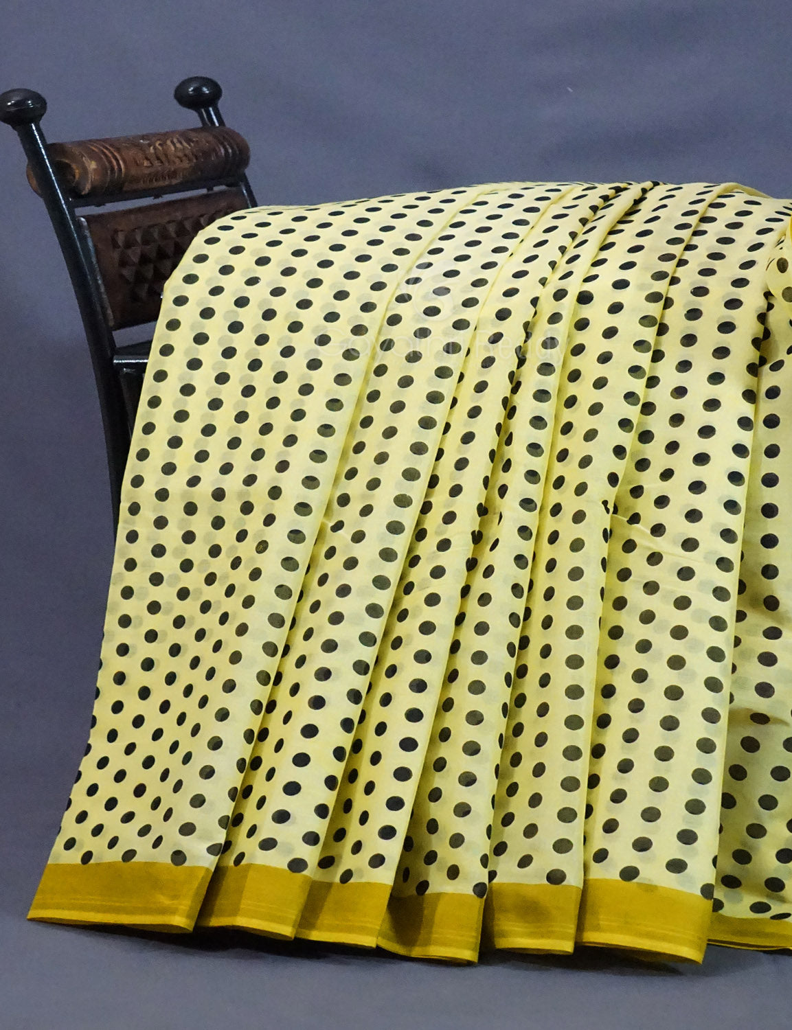 Lime Yellow Colour Polka Dots Pure Mulmul Cotton Saree By Gayathri Reddy Designer Studio | Grocsy