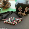 Tehzeeb Creations Women's Oxidised Multi Colour Meenakari Necklace Set | Grocsy