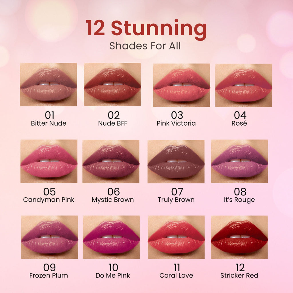 Swiss Beauty My Shine High Pigmented & Long-Lasting Lipstick Enriched with Vitamin E - 03 Pink Victoria | Grocsy