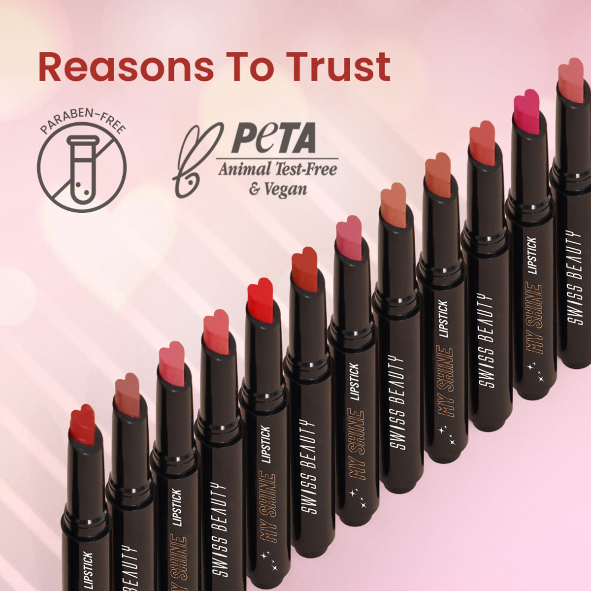 Swiss Beauty My Shine High Pigmented & Long-Lasting Lipstick Enriched with Vitamin E - 12 Stricker Red | Grocsy