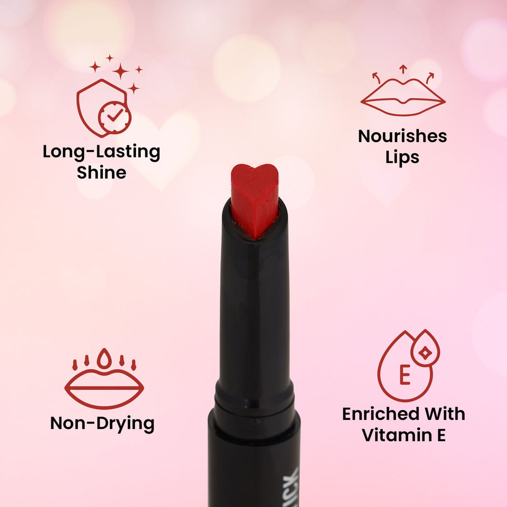 Swiss Beauty My Shine High Pigmented & Long-Lasting Lipstick Enriched with Vitamin E - 12 Stricker Red | Grocsy