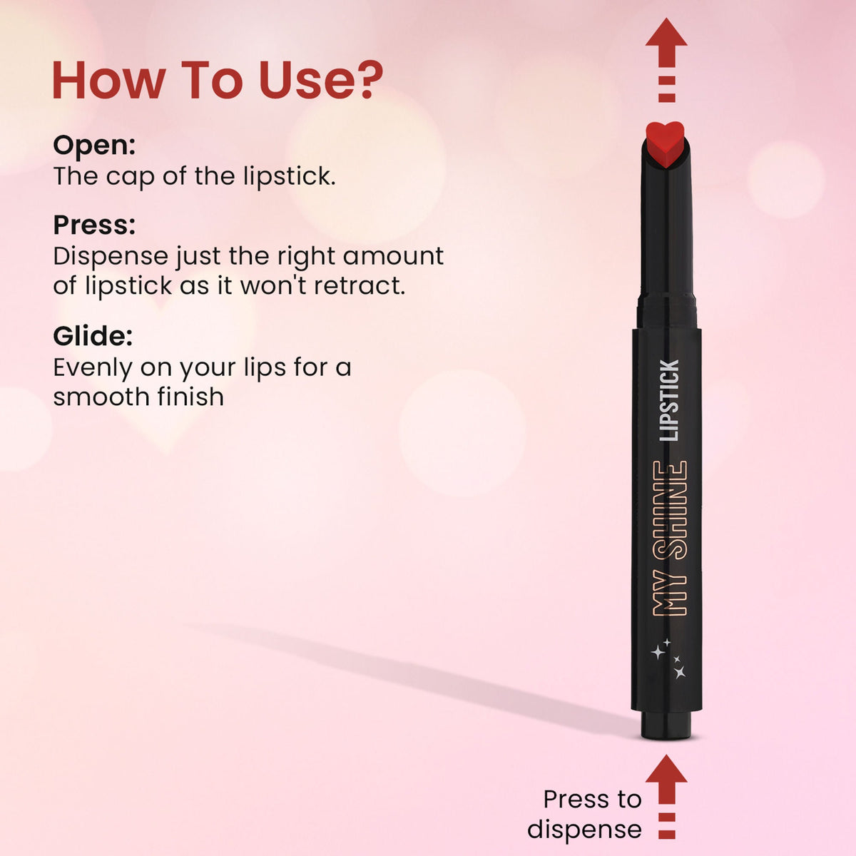 Swiss Beauty My Shine High Pigmented & Long-Lasting Lipstick Enriched with Vitamin E - 12 Stricker Red | Grocsy