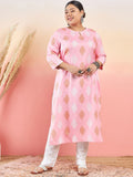 Sztori Ethnic Motifs Printed Keyhole Neck Straight Kurta With Trouser | Grocsy