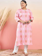 Sztori Ethnic Motifs Printed Keyhole Neck Straight Kurta With Trouser | Grocsy