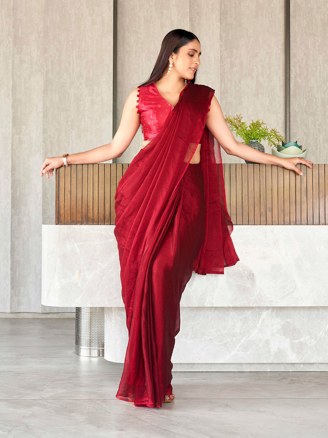 Tikhi Imli Polyester Ready to Wear Saree | Grocsy
