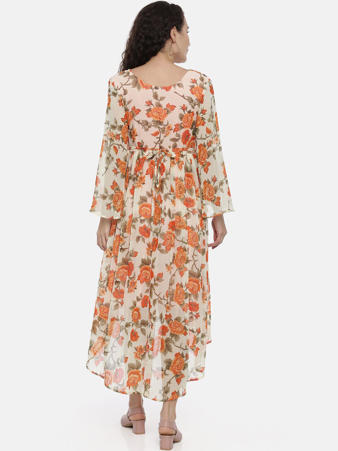 Souchii Women Cream-Coloured Printed A-Line Dress | Grocsy