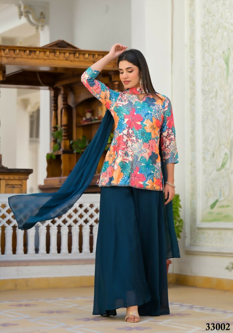 Designer Stylish Cream Dull satin Stitched Suit With Dupatta - Samya | Grocsy