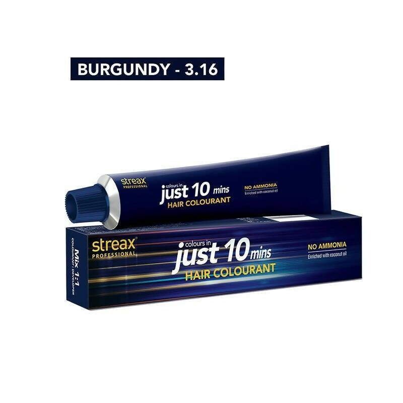 Streax Professional Just 10 Hair Colourant Cream - Burgundy 3.16 | Grocsy