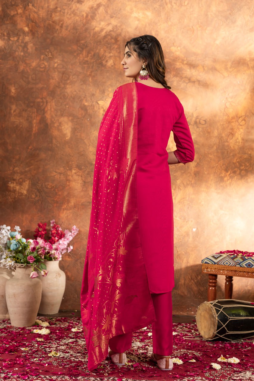 Pramukh Fab Pink Color Marina Silk Kurta Set | Grocsy