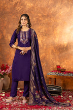 Pramukh Fab Purple Color Marina Silk Kurta Set | Grocsy