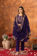 Pramukh Fab Purple Color Marina Silk Kurta Set | Grocsy