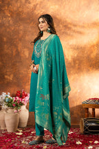 Pramukh Fab Sea Green Color Marina Silk Kurta Set | Grocsy