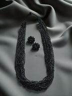 Inhanns Rangsaaz 20-Layer Luxe Long Beaded Necklace (With Optional Statement Earrings) - Black With Earring Long 20 Layer | Grocsy