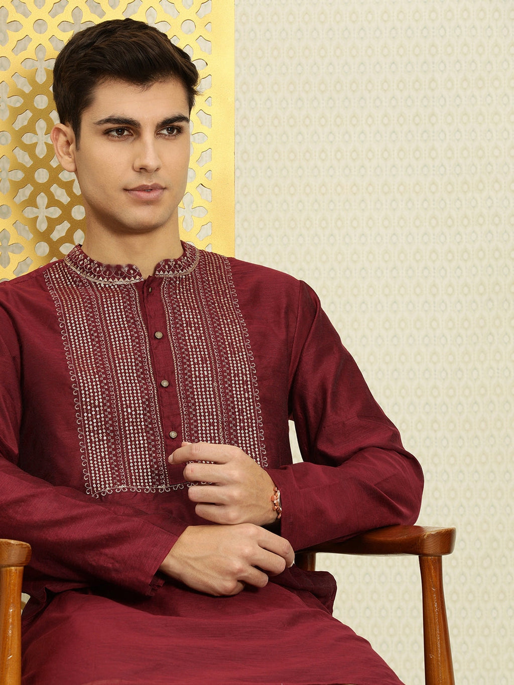 House of Pataudi Men Yoke Design Long Sleeves Jashn Kurta | Grocsy