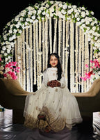 Evanik White Designer Pure Vichitra Embroidered Work Wedding Wear Kids Gown | Grocsy