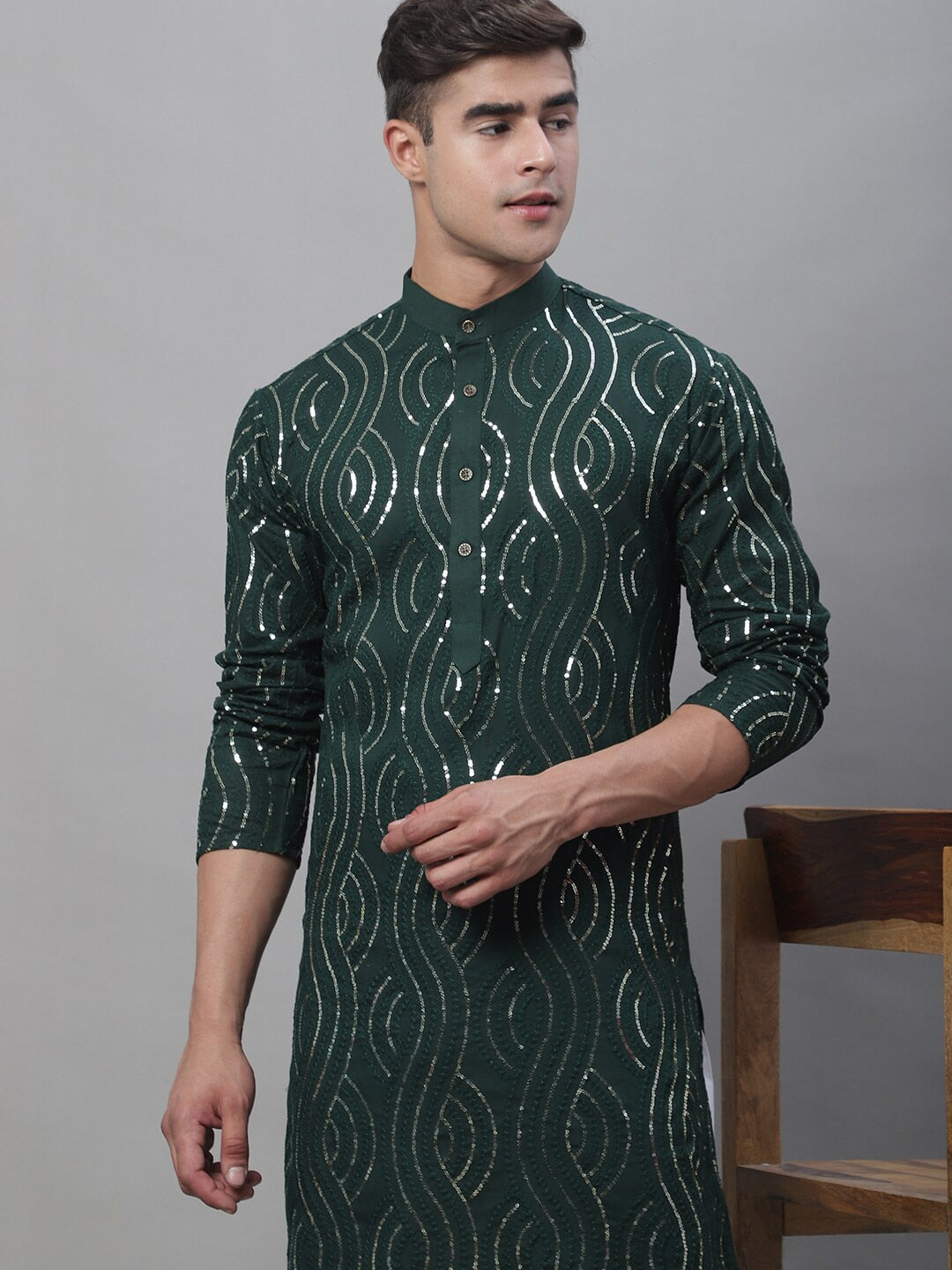 Sojanya Geometric Embroidered Pure Cotton Kurta With Churidar | Grocsy