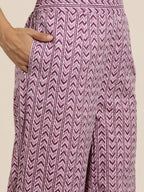 HERE&NOW Women Floral Printed Regular Pure Cotton Kurta with Palazzos & Dupatta | Grocsy