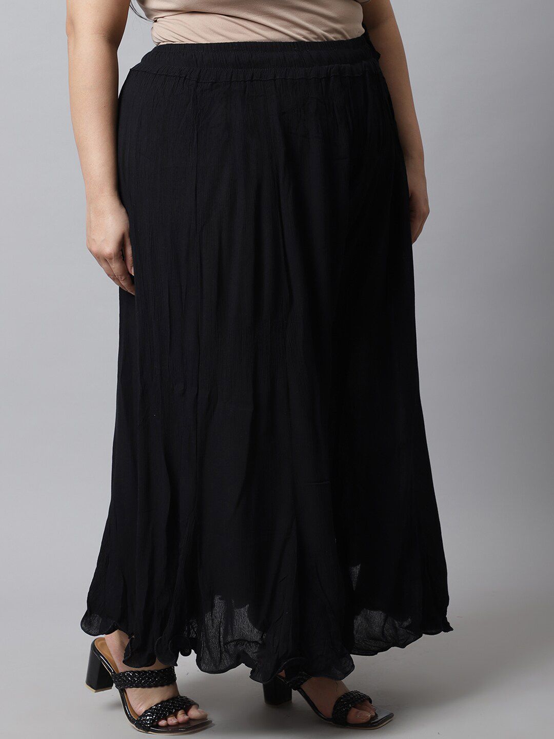 TAG 7 Women Black Flared Ethnic Palazzos | Grocsy
